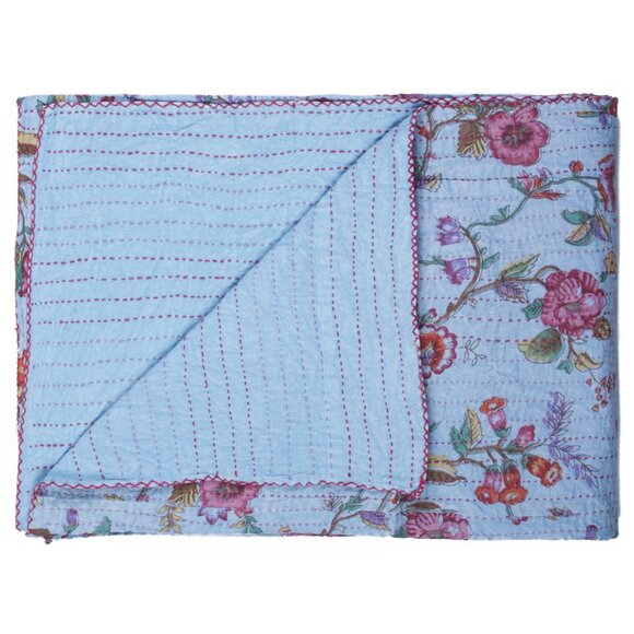 Taj Hotel Home Decor Kantha Cotton Throw | 1-Piece | Multicolor | 50"x70" - Picture 1 of 3